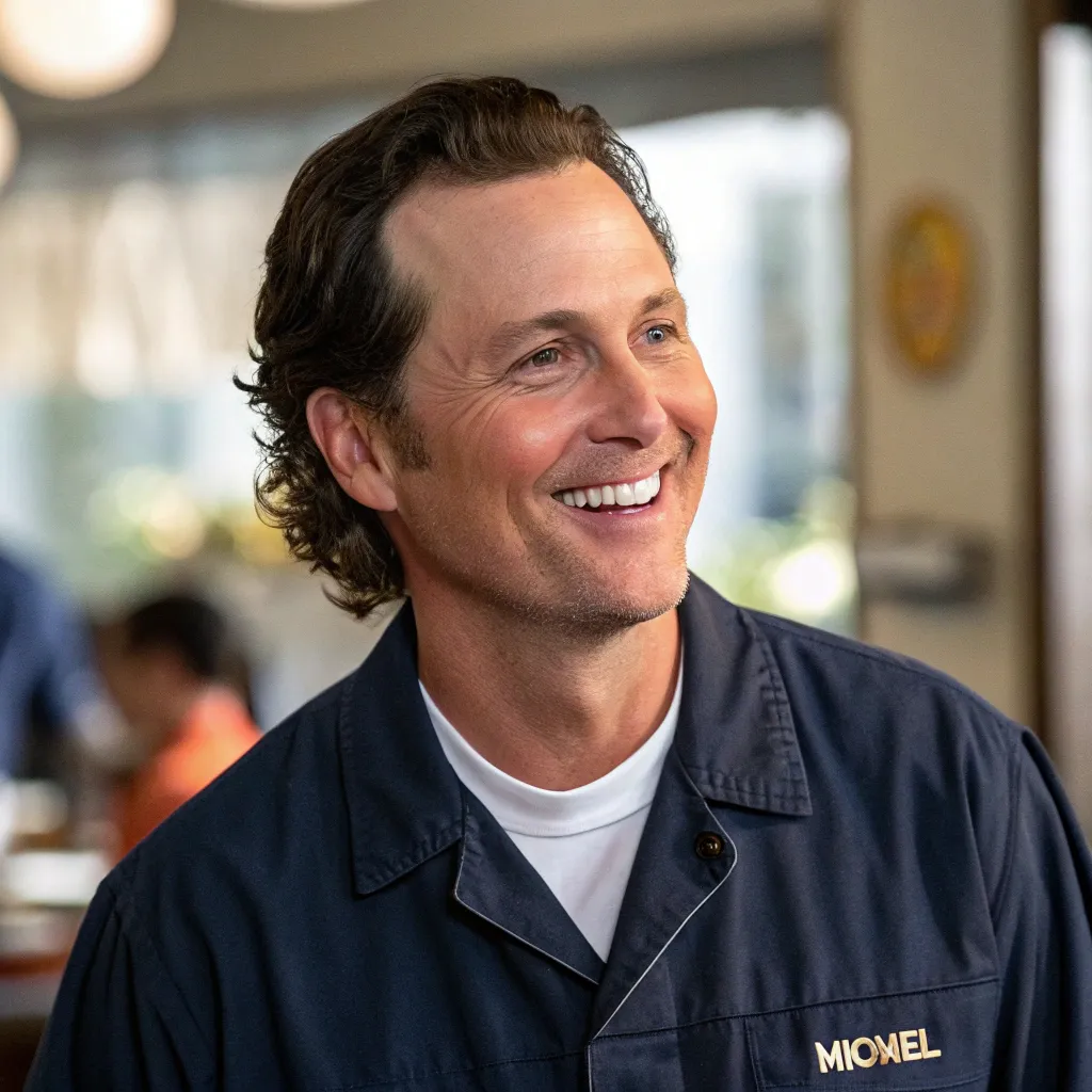 Michael looking pleased with service